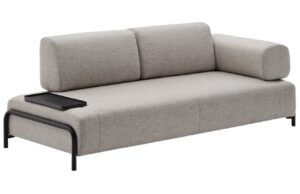 Šedobéžová látková třímístná pohovka Kave Home Compo s malým stolkem 232 cm