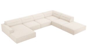 Světle béžová čalouněná rohová pohovka do "U" Windsor & Co Lupus 364 cm