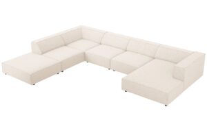 Světle béžová čalouněná rohová pohovka do "U" Cosmopolitan Design Arendal 364 cm
