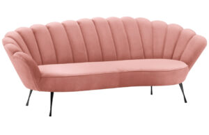 Růžová sametová třímístná pohovka Cosmopolitan Design Kingston II. 224 cm s černou podnoží