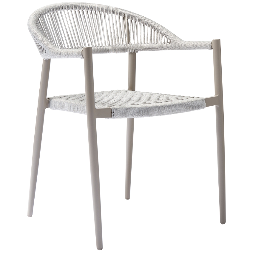 WOOOD Světle šedá hliníková zahradní jídelní židle Pue