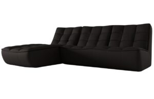 Maison Heritage Černá kožená rohová pohovka Moni 246 cm