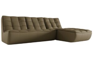 Maison Heritage Olivově zelená kožená rohová pohovka Moni 246 cm