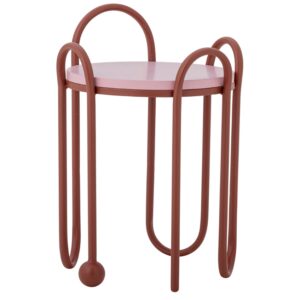 Bloomingville Růžovo-červený kovový odkládací stolek Whimsica 30