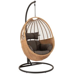 Somcasa Šedé závěsné křeslo z umělého ratanu Hannover