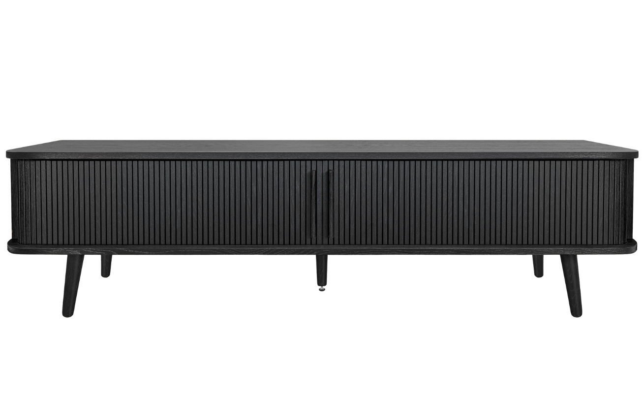 Černý dubový TV stolek Woodman Rove Tambour 178 x 40 cm
