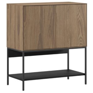Marckeric Hnědo-černá komoda Amira 80 x 40 cm s dubovým dekorem