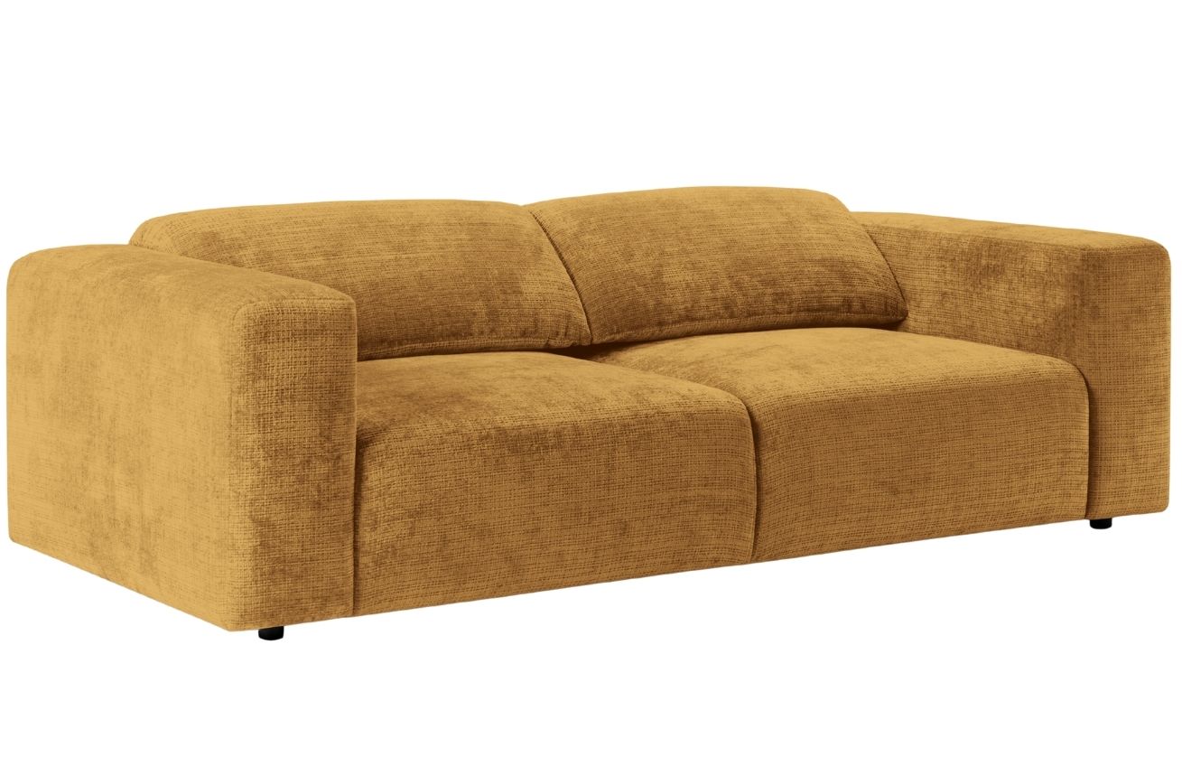 Micadoni Žlutá žinylková trojmístná pohovka Cruz 234 cm