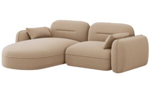 Cosmopolitan Design Pískově hnědá sametová rohová pohovka Sydney 230 cm