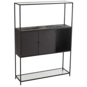 J-line Černý kovový regál Rectangle 126 x 90 cm
