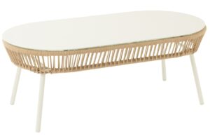 J-line Bílý zahradní stolek Poa 116 x 58 cm