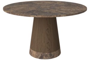 Bolia Hnědý mramorový jídelní stůl Piro 125 cm s tmavou dubovou podnoží