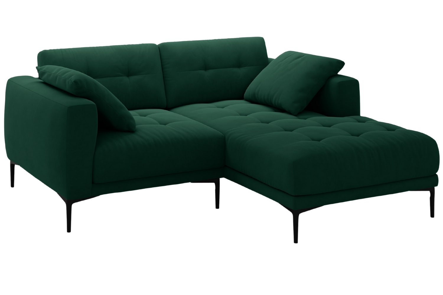 Micadoni Lahvově zelená sametová rohová pohovka Bemy 205 cm