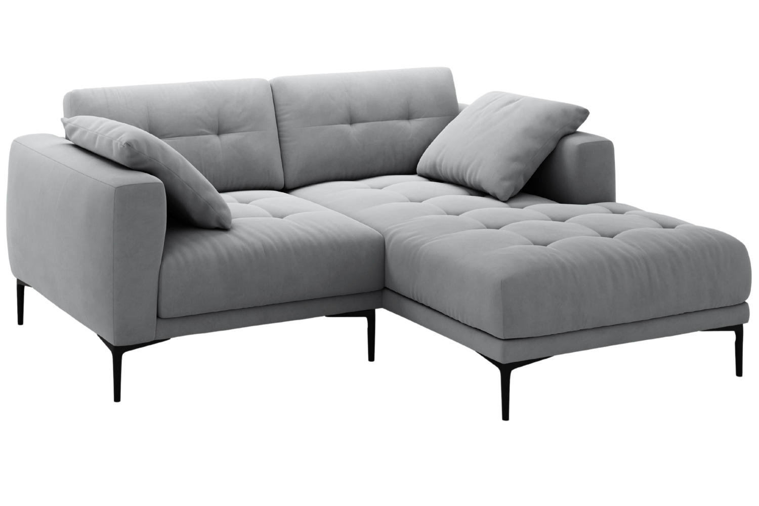 Micadoni Šedá sametová rohová pohovka Bemy 205 cm