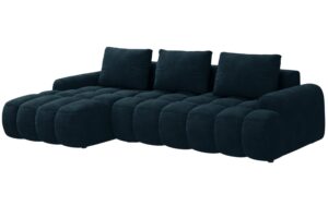 Cosmopolitan Design Tmavě modrá sametová rozkládací pohovka Linz 275 cm