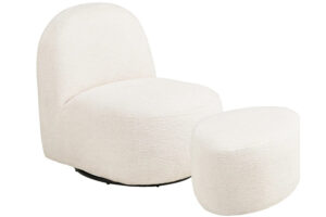 Nordic Living Bílé otočné křeslo Milio s podnožkou