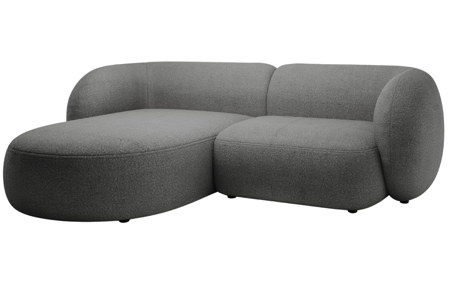 Micadoni Tmavě šedá bouclé rohová pohovka Kate 255 cm