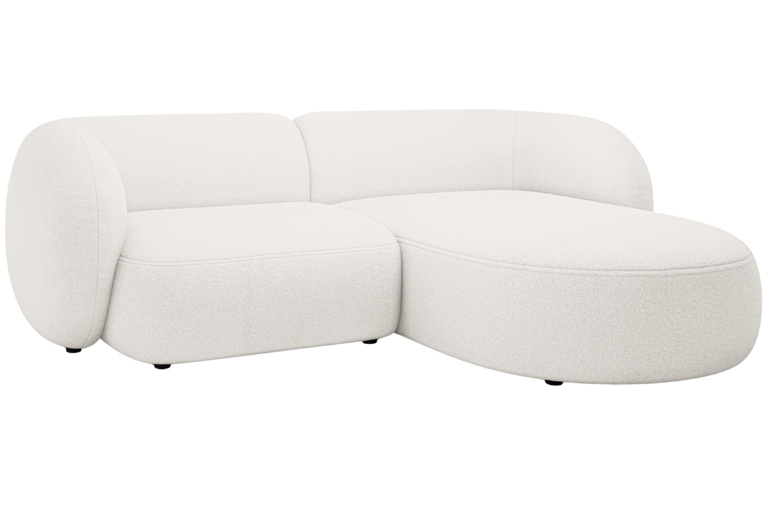 Micadoni Bílá bouclé rohová pohovka Kate 255 cm