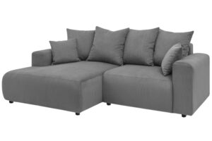 Bobochic Paris Tmavě šedá manšestrová rohová pohovka Enjoy 237 cm