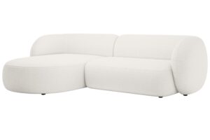 Micadoni Bílá bouclé rohová pohovka Kate 285 cm