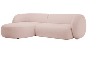 Micadoni Světle růžová bouclé rohová pohovka Kate 285 cm