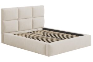 Windsor & Co Béžová sametová dvoulůžková postel Libera 160 x 200 cm s úložným prostorem