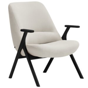 Teulat Nízké bílé křeslo Dins s černou dřevěnou podnoží